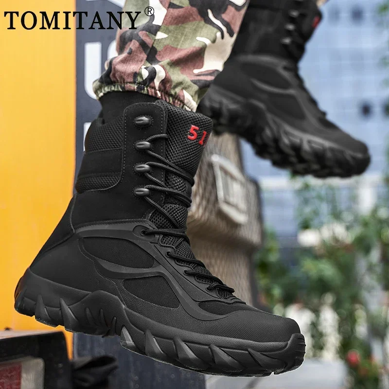 Botas militares tácticas para hombre, zapatos de trabajo de seguridad para invierno, botas militares de combate en el desierto de la fuerza especial, zapatos de senderismo al tobillo para exteriores - imagen 3