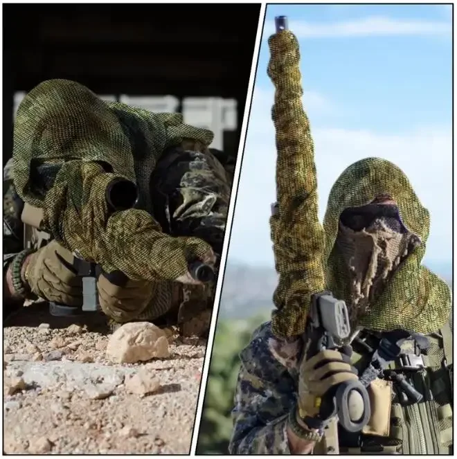 Bufanda de camuflaje, bufanda transpirable de malla táctica, velo facial de francotirador, Camo Airsoft, caza, ciclismo, senderismo, pañuelo, máscara - imagen 3