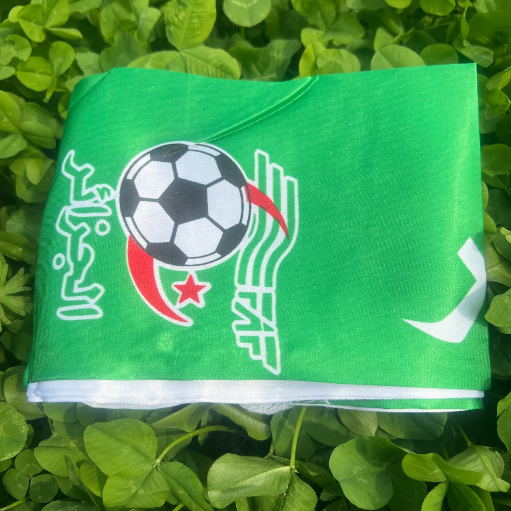 Bufanda de fútbol de Argelia, equipo de fútbol de Argelia, satén impreso, bandera deportiva argelina, 14x130cm - imagen 4