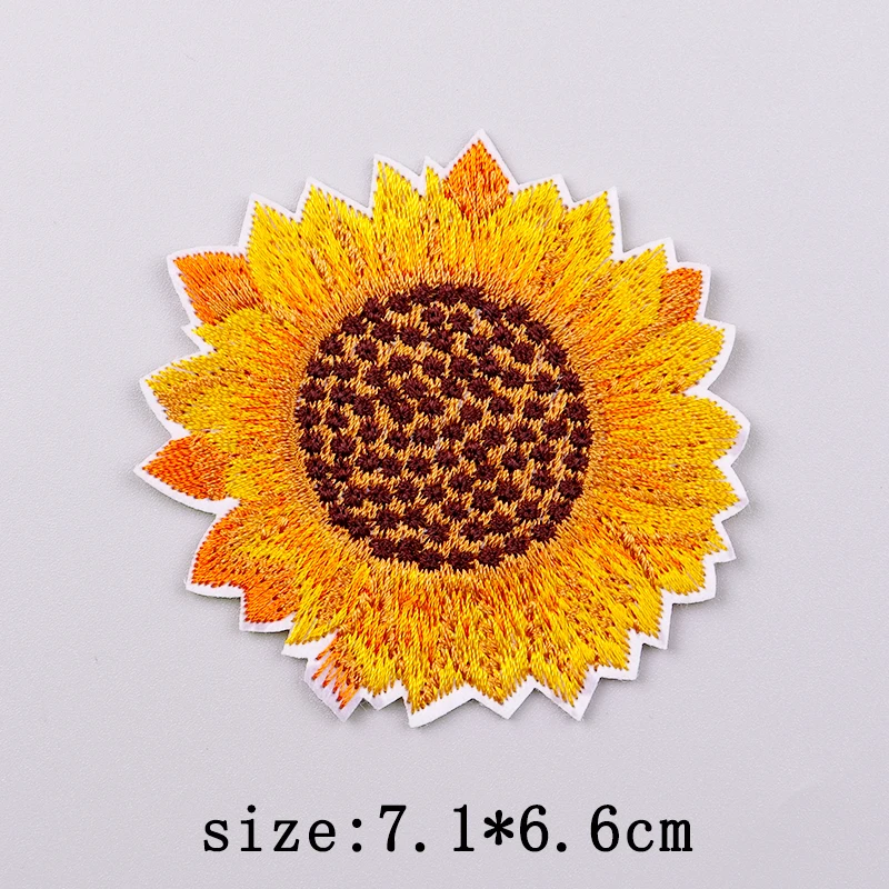 Blumen stickerei Patch Eisen auf Patches für Kleidung Thermo kleber Patches für Kleidung Cartoon Sonnenblume schmelz bare Patch Applique - imagen 4