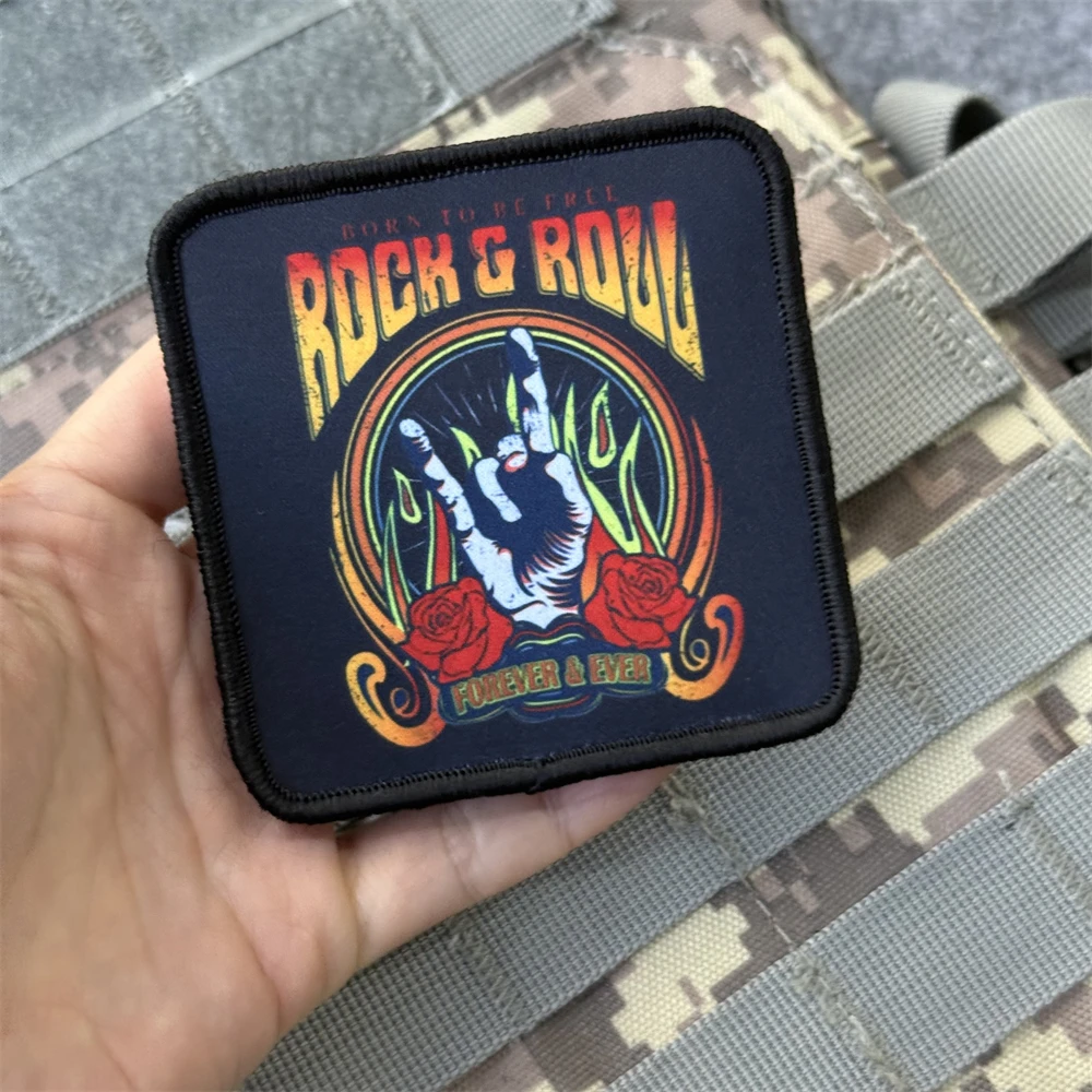 Insignia de moral impresa divertida de Rock, emblema militar, brazalete táctico personalizado, gancho y bucle, ropa, mochila, accesorios, pegatinas - imagen 3