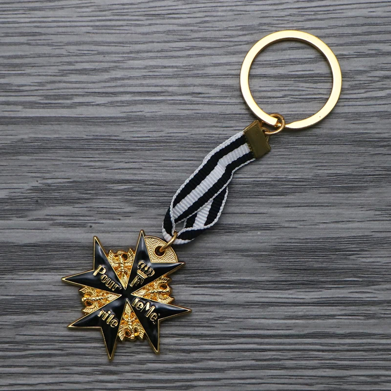 Réplica de la cruz de hierro de prusia y llavero con medalla de Merit Marx negra y azul - Colgante cultural histórico vintage - imagen 3