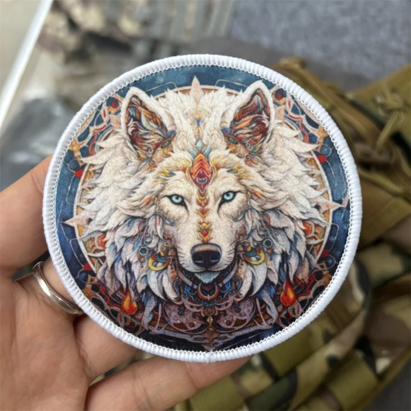 Parche estampado de lobo para ropa, insignias de moral de animales militares, parches tácticos con gancho, pegatinas para mochila - imagen 5