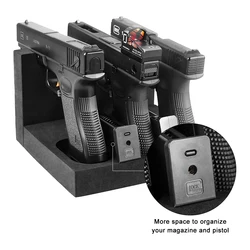 Soporte para pistola con 2/3 ranuras, soporte autoadhesivo de espuma para pistola Airsoft, soporte de exhibición para almacenamiento de pistola, organizador de revistas para reloj