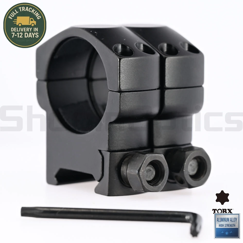 Shooin Optics Anillos de alcance de 30 mm y 1,25 pulgadas para montaje en riel Weaver/Picatinny de 20 mm, aluminio duro resistente - imagen 4