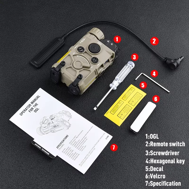 Conjunto Táctico OGL WADSN en Nylon - Funciones Completas Láser rojo + mira IR con modo estroboscópico Compatibilidad con linternas M600C/M300A Interruptor AXON para rieles Mlok/Keymod - imagen 2