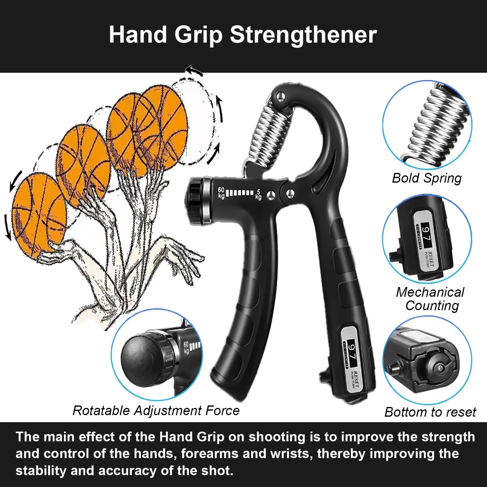 Kit de equipo de entrenamiento de baloncesto con entrenador de drible, entrenamiento de calzado, escalera de agilidad, fortalecedor de agarre manual, bandas de resistencia - imagen 5