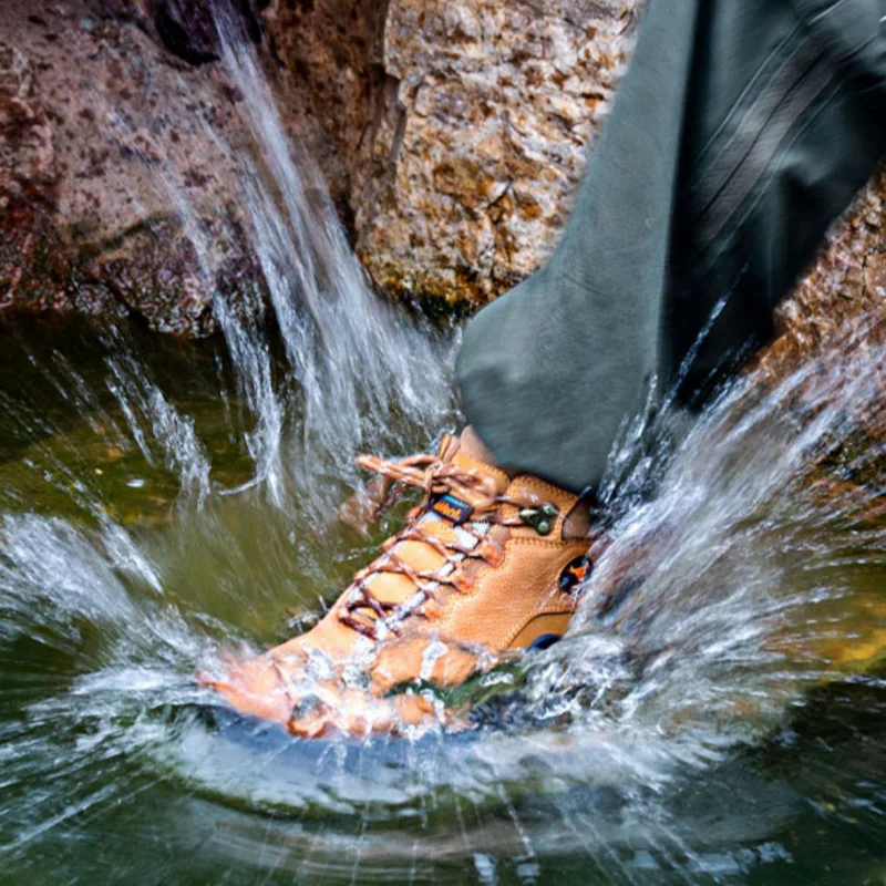 XGN-zapatos de senderismo de piel de vaca para hombre, zapatillas antideslizantes impermeables para eventos, botas de caza, botas tácticas de viaje de combate en el desierto - imagen 4