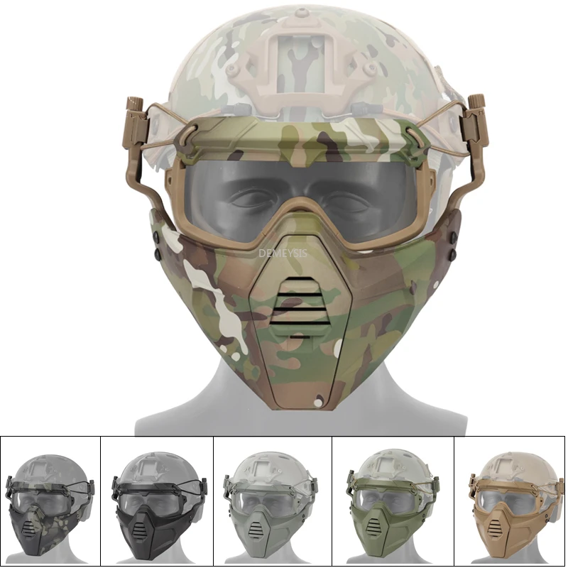 Máscara de gafas tácticas protección facial completa máscaras de tiro de caza resistente a impactos máscara de combate Militar Airsoft con juego de gafas - imagen 2