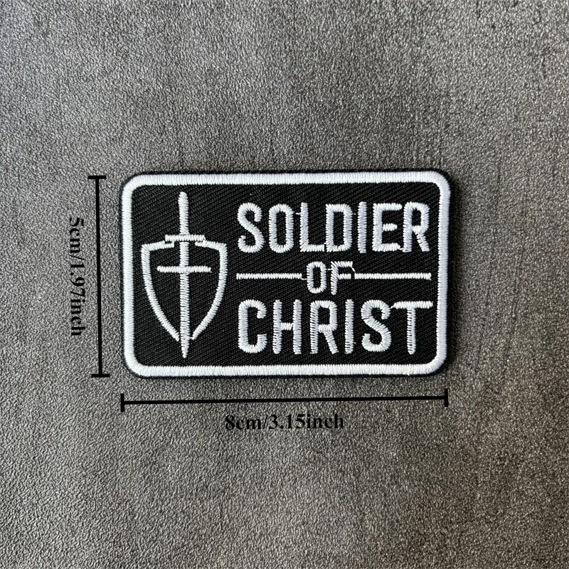 Parche bordado "Soldado de Cristo" para ropa, gancho, insignia de moral táctica, parches, pegatinas para mochila - imagen 3