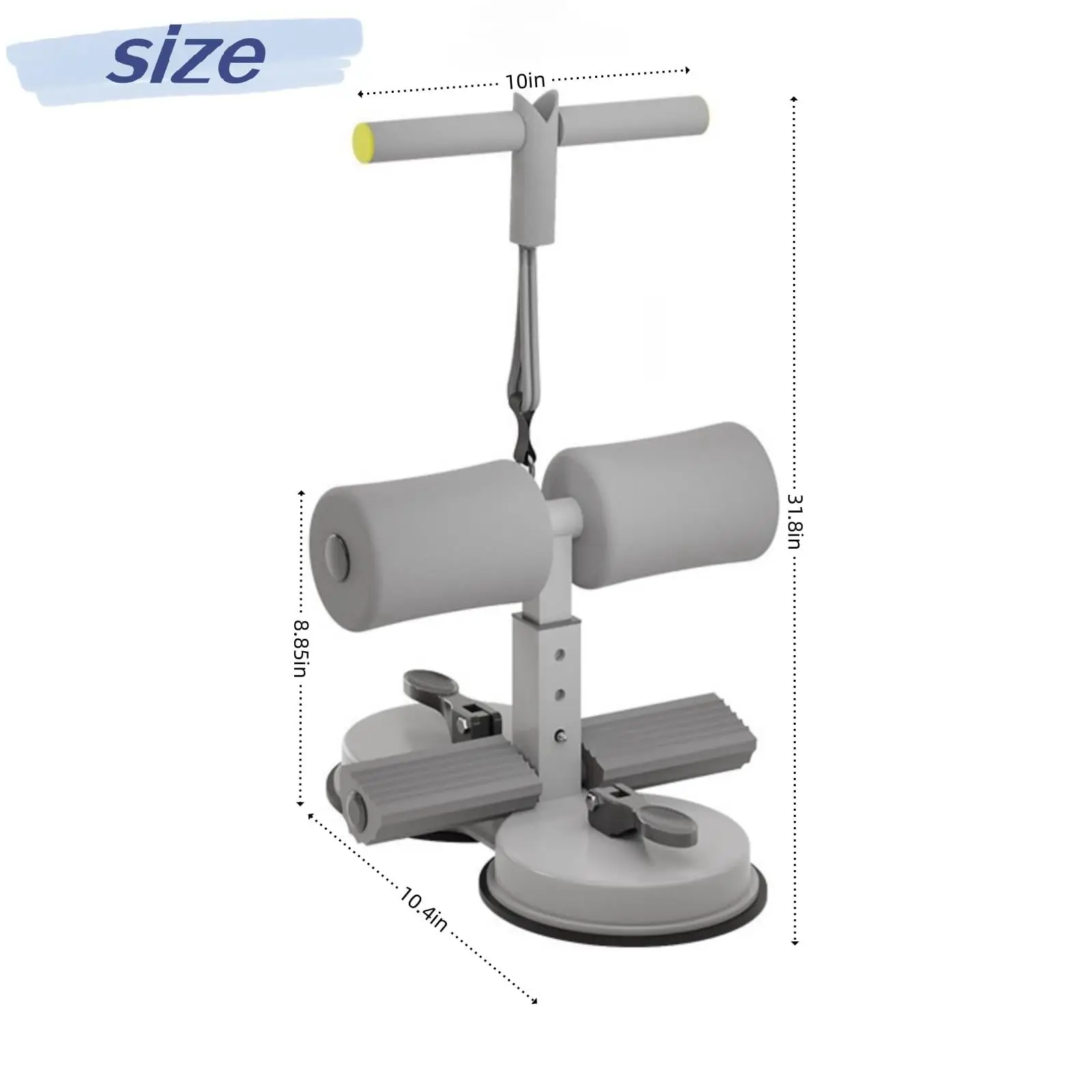 Barra para sentarse, soporte de suelo ajustable portátil para sentarse con 2 ventosas fuertes y 1 banda de resistencia, dispositivo de asistencia para barra de sentarse - imagen 2