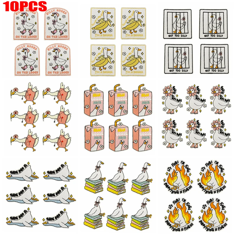 10 Uds. Parche bordado de ganso de estilo humorístico parche de ganso de dibujos animados parches de hierro para ropa parches termoadhesivos sombreros coser DIY