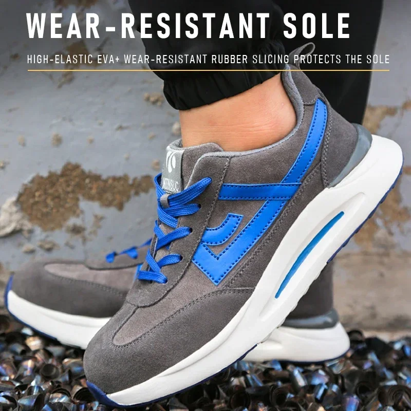 Zapatillas de trabajo transpirables para hombre y mujer, zapatos de seguridad con punta de acero, antigolpes, antipuñaladas, indestructibles - imagen 5