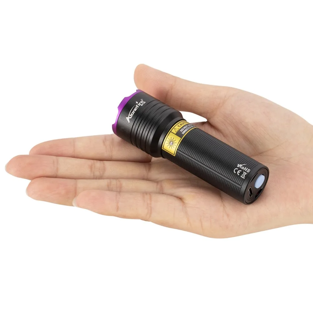 Linterna UV con Zoom de 395/365nm, recargable por USB, luz ultravioleta, curado, mineral, dinero, orina de mascota, tiña, marcador de escorpión, lámpara fluorescente - imagen 4