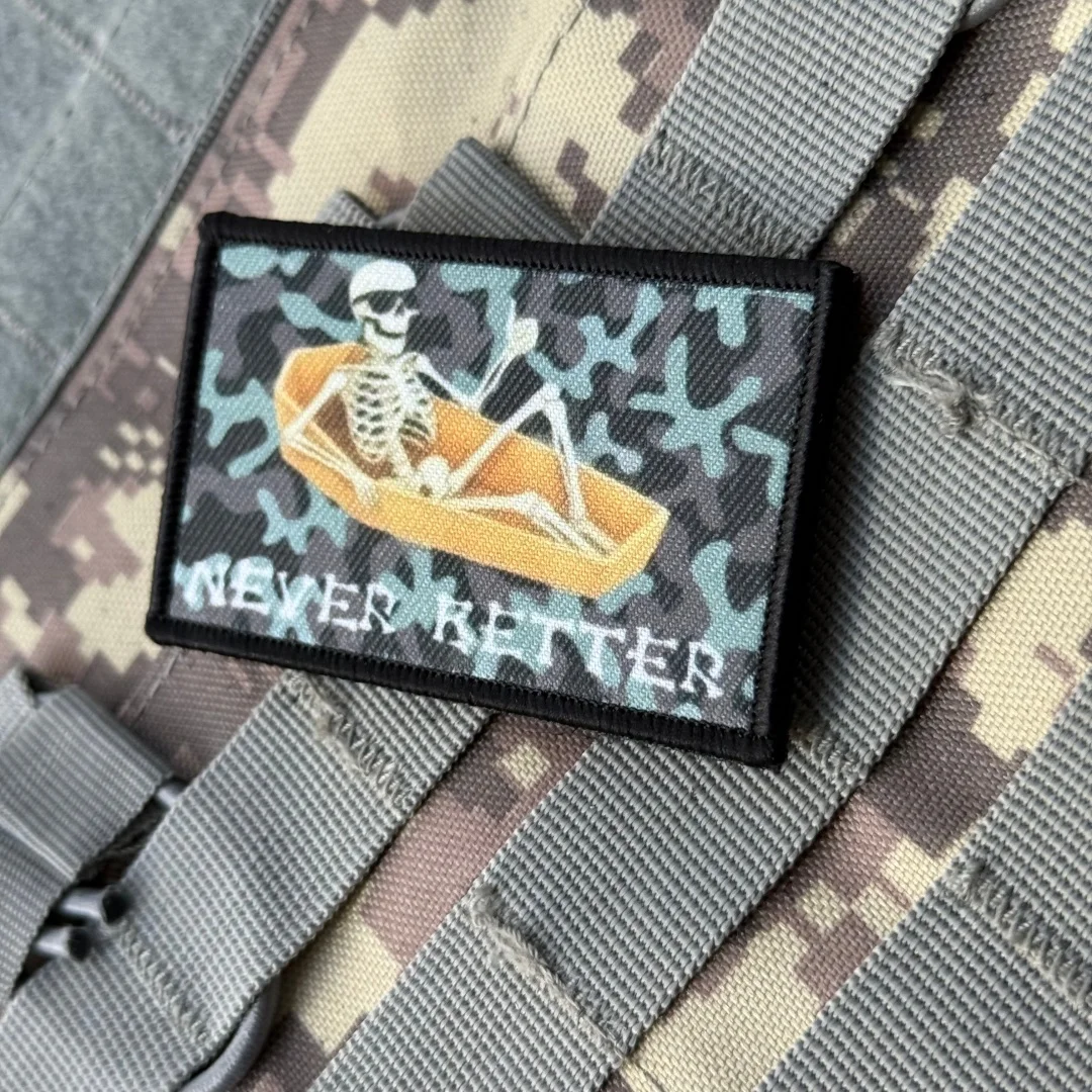 Parche "Never Better", calavera táctica, moral, ejército militar, apliques personalizados, pegatina para mochila, parches de gancho y bucle de PVC para ropa - imagen 4