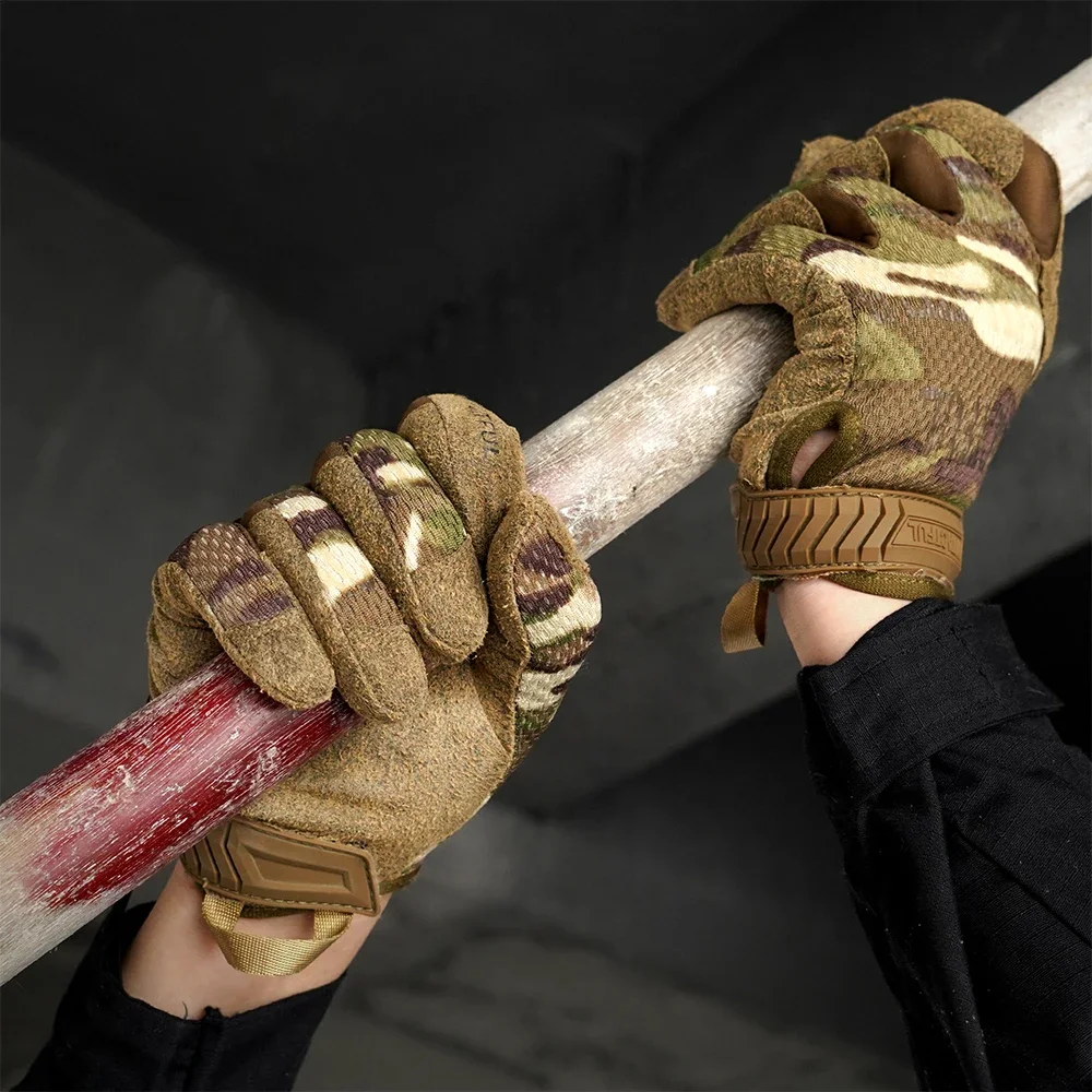 Guante táctico militar para hombre, guantes de dedo completo para Airsoft, deportes de ciclismo, entrenamiento de acampada, ciclismo, Paintball, camuflaje ligero - imagen 5