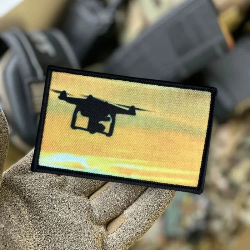 Parche táctico con estampado de UAV para ropa, insignia de moral, parche militar con gancho, accesorios para mochila, pegatinas - imagen 2
