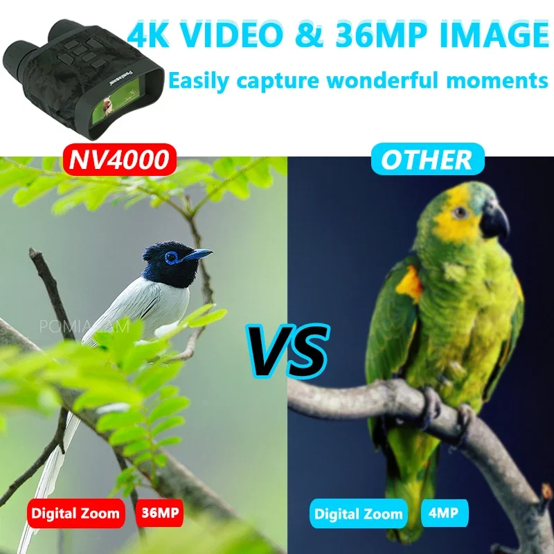 Binocular de visión nocturna NV4000, dispositivo con pantalla de 3,0 pulgadas, 4K, 36MP, HD, Pixel, visión nocturna infrarroja, Zoom 5X, adecuado para la observación de seguridad de animales - imagen 3