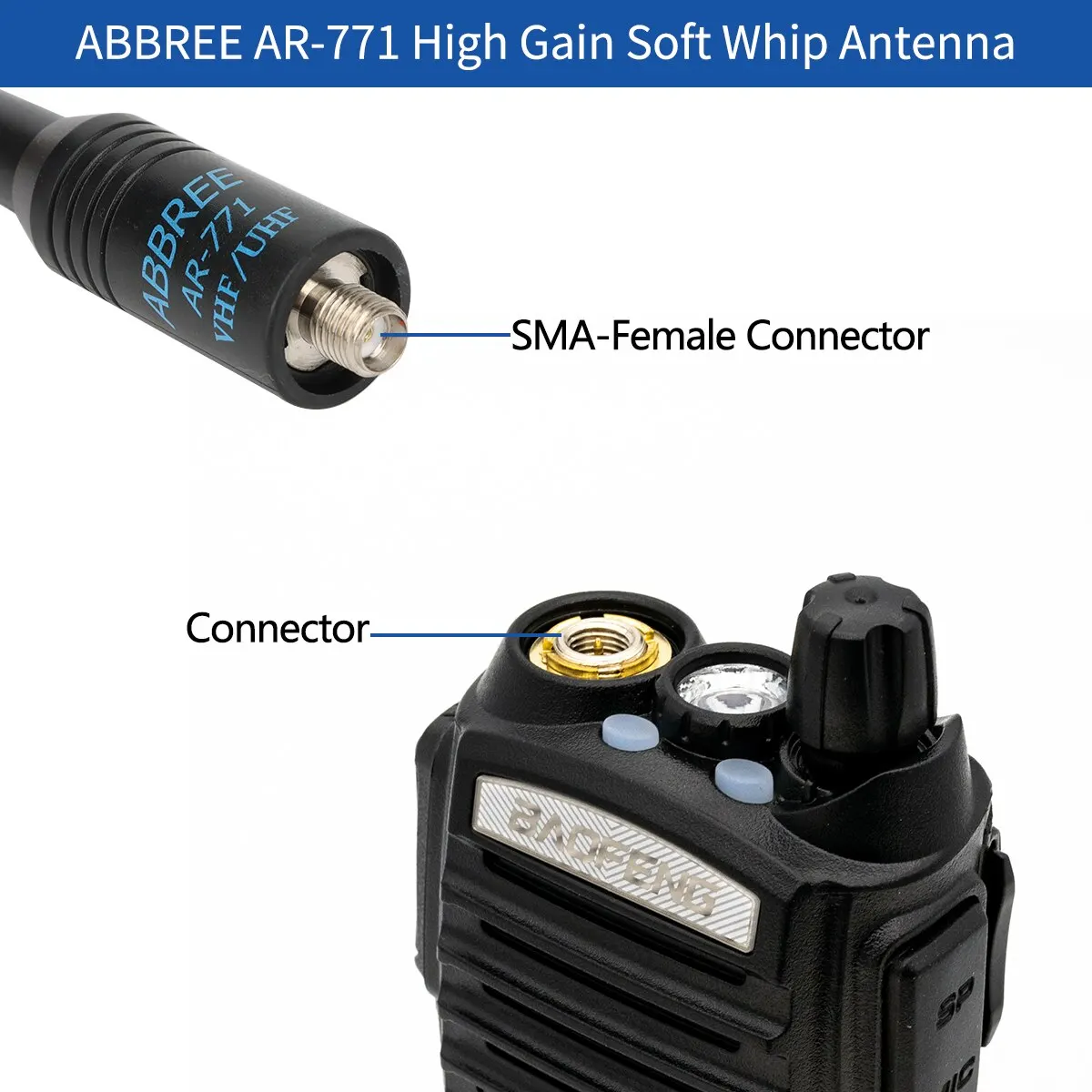ABBREE AR-771 SMA antena hembra de doble banda 144/430MHz para Baofeng UV-5R UV-13 21Pro UV-32 Quansheng UV K5 Walkie Talkie NA771 - imagen 4
