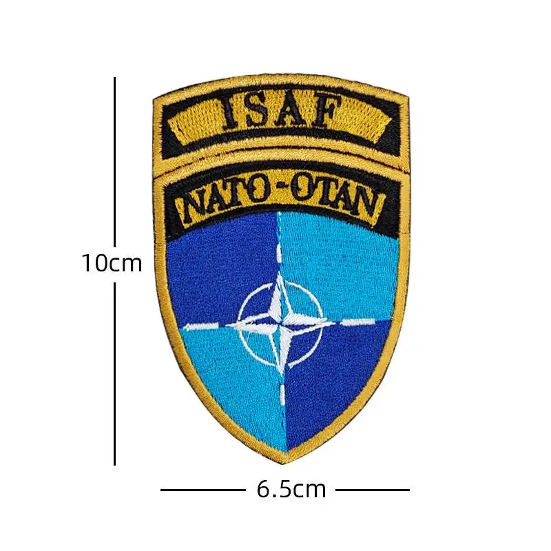 Nuevo ventilador militar, brazalete con bandera de Nato-otan NATO, parche bordado 3D, mochila táctica reflectante personalizada Isaf, parche de gancho y bucle - imagen 5