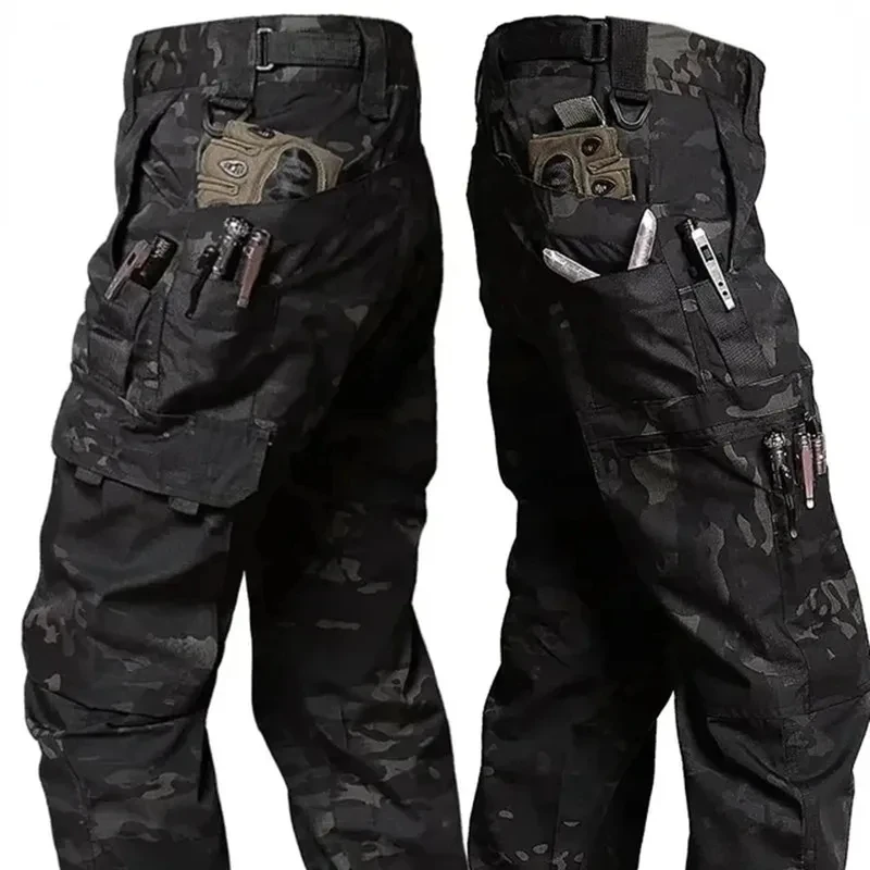 Pantalón de trabajo resistente al desgaste para hombre, pantalones Cargo rectos con múltiples bolsillos, pantalones tácticos para correr al aire libre, pantalones informales para primavera y otoño - imagen 4
