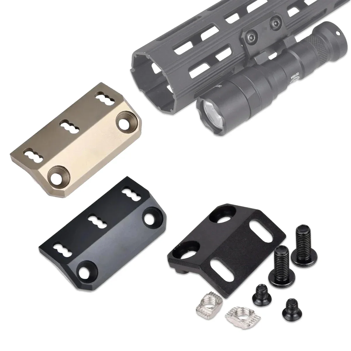 Soporte táctico ARIS serie Surefire M300 M600, montaje de explorador compensado compatible con Mlok Keymod SMR, Base de riel Airsoft M951 M620, soporte para linterna - imagen 3