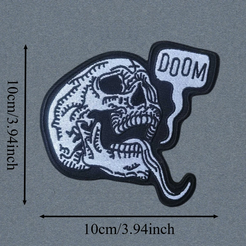 Parche bordado de calavera DOOM, chaleco táctico, sombreros con gancho y bucle, insignia de moral, mochila, pegatinas decorativas, parches para brazalete para ropa - imagen 3