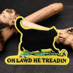 Parche bordado de gato Oh Lawd He Treadin, chaleco táctico, brazalete con gancho y bucle, insignia de moral, parches adhesivos para mochila para ropa