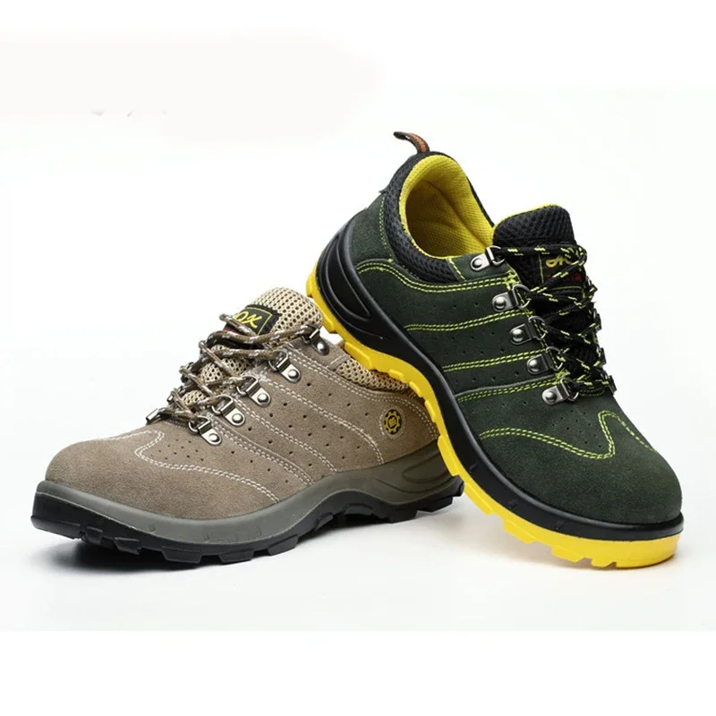 Zapato con puntera de acero para hombre, botas informales a prueba de perforaciones, transpirables, de cuero, para primavera, 2025, zapatos de trabajo de seguridad - imagen 4