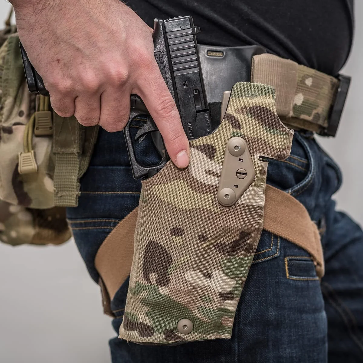 Funda táctica Airsoft para lámpara G17 + X300, con adaptador de montaje rápido, funda para diestros de combate de asalto para Glock 17/19 - imagen 2