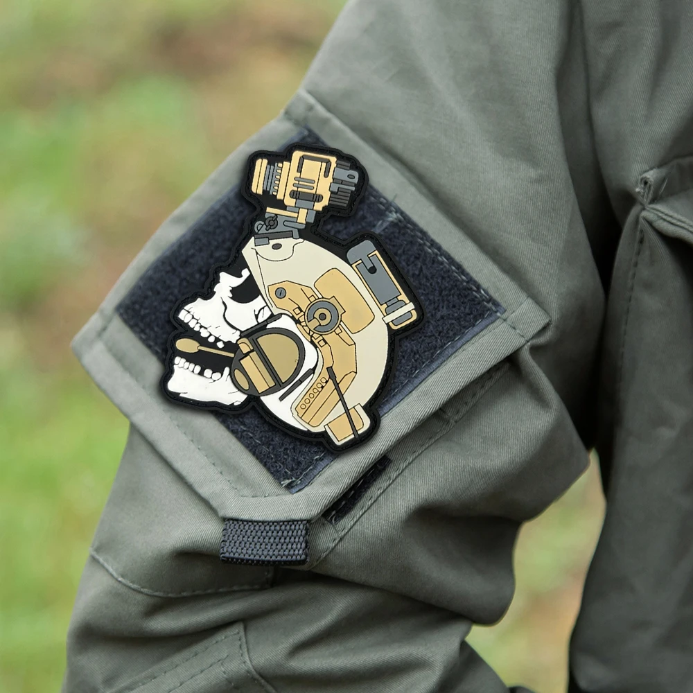 Parche "dispositivo de visión nocturna de calavera", insignia de moral táctica, parches de gancho y bucle de PVC para ropa, mochila, pegatina decorativa militar - imagen 5