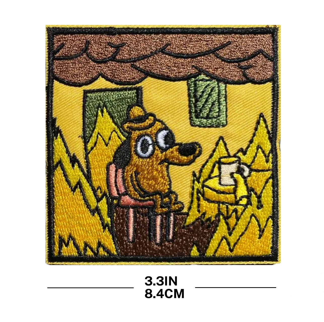 Parche termoadhesivo "This Is Fine" de 3,3 pulgadas: divertido aplique bordado para regalos y aventuras DIY - imagen 4