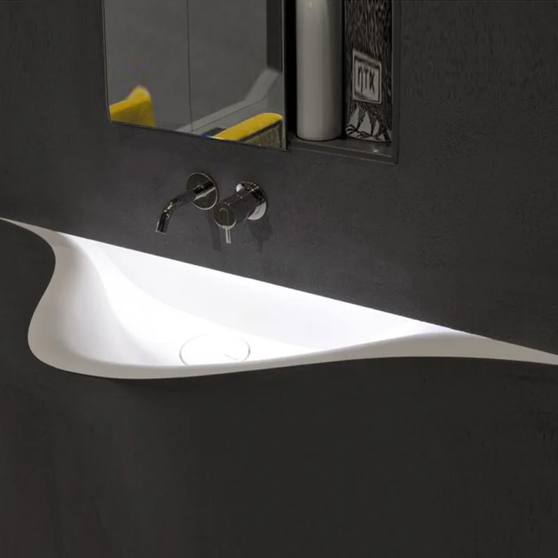 Lavabo de encimera de pared integrado, mueble de roble personalizado, lavabo para el hogar - imagen 4