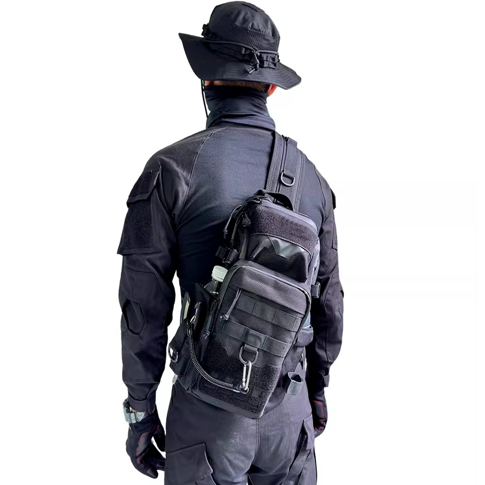 Bolsa de pecho táctica ajustable con cremallera lisa unisex aire libre - imagen 5