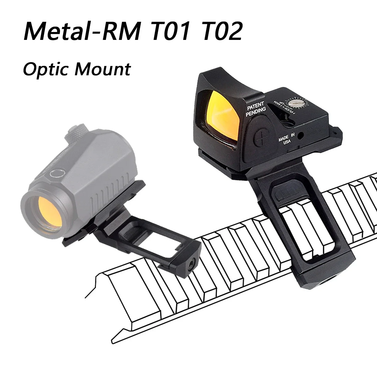 Montaje lateral óptico compensado de Metal de 35/45 grados para T01 T02 RM, soporte de Base de mira de punto rojo, accesorios de caza con riel de 20mm