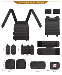 YAKEDA chaleco táctico portador de placa MOLLE ajustable airsoft caza