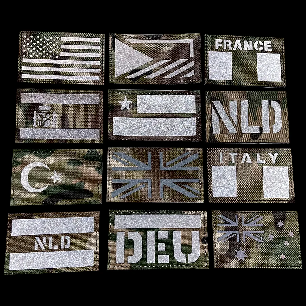 NLD Países Bajos Francia España bandera de EE. UU. Turquía Rumania Italia brazalete emblema Brasil Reino Unido Rusia IR parches reflectantes infrarrojos insignia - imagen 3