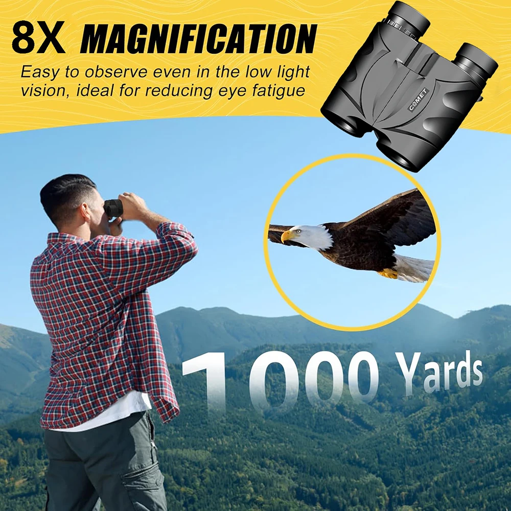 Binoculares compactos 8X30 para adultos y niños, ocular grande de 20mm, binoculares impermeables, telescopio de fácil enfoque HD para viajes de caza - imagen 5