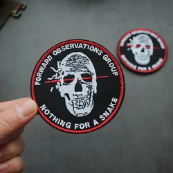 Parches tácticos del equipo antiniebla, grupo de observaciones hacia adelante, brazalete con gancho y bucle, insignia de moral bordada con calavera en mochila