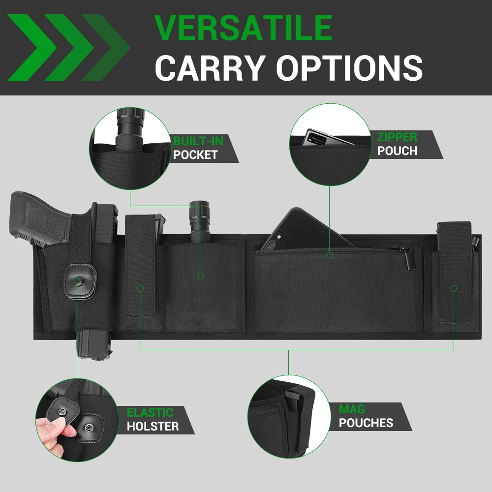 Funda para pistola con banda para el vientre, funda para pistola de transporte oculta con bolsa para revistas, funda para riñonera para Glock 19 17 Smith Wesson - imagen 4