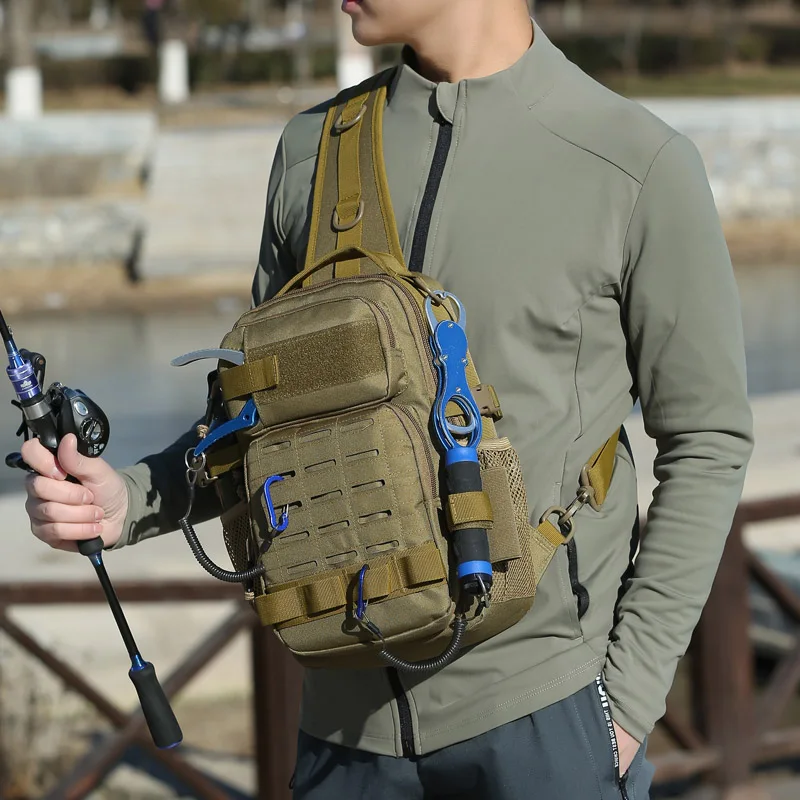 Bolsa táctica Molle para pesca, senderismo, caza, bolsa deportiva de nailon impermeable, eslinga para el pecho, mochila táctica de un solo hombro - imagen 4