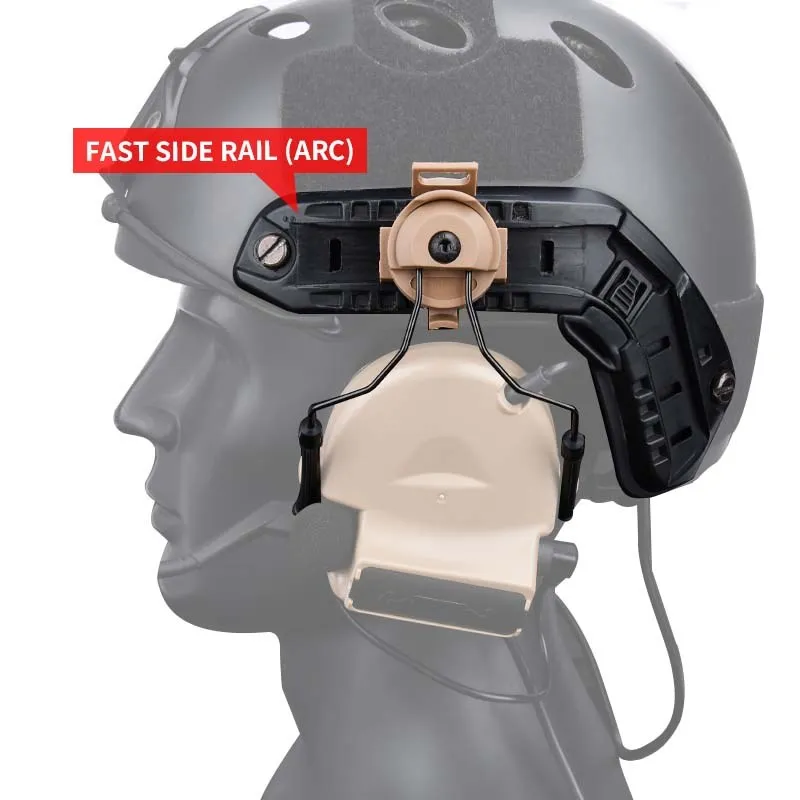 WADSN-Soporte de auriculares militar COMTAC II, conjunto de adaptador de casco de riel de arco, serie táctica de caza, accesorio de auriculares de tiro al aire libre - imagen 2