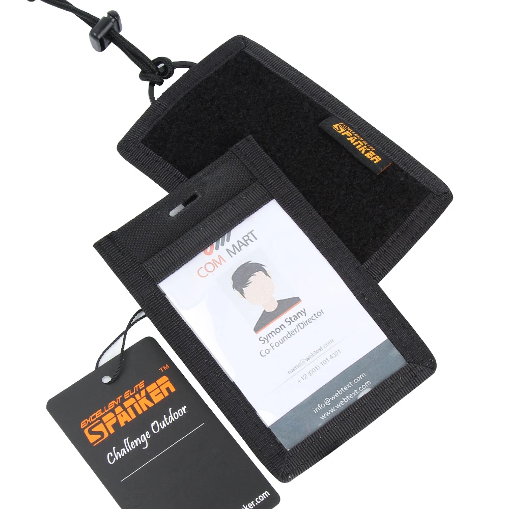 EXCELENTE ELITE SPANKER tejón táctico titular de la identificación Vertical cordón tarjeta archivo colgante titular ajustable tarjetero - imagen 5