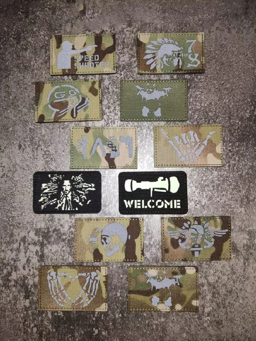 Brazalete reflectante de camuflaje CP de dedo cortado con láser, pegatina de parche de mochila táctica de creación luminosa de moral de ventilador del ejército, alta calidad - imagen 3