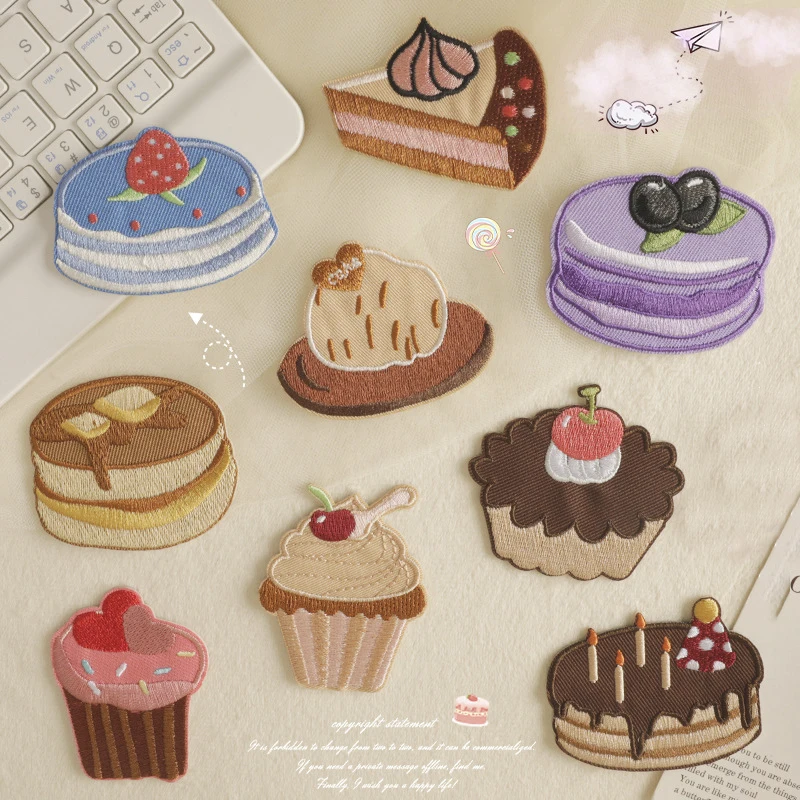 Parches bordados para postre, apliques bonitos para ropa DIY, decoración artesanal, insignia para pastel, accesorios hechos a mano DIY