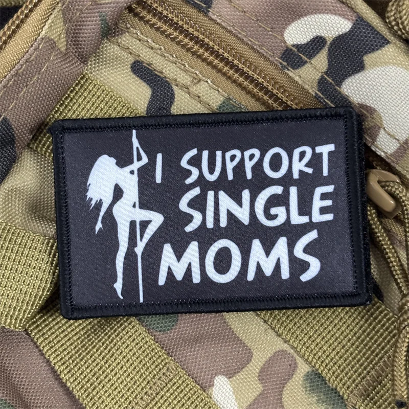 Parche estampado "SUPPORT SINGLE MOMS" para ropa, insignia de moral táctica, parche militar con gancho, brazalete para mochila - imagen 4