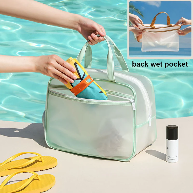 Bolsa de almacenamiento impermeable para natación, bolso de mano transparente, bolsa de viaje, malla seca y húmeda, bolsillo para zapatos de playa y piscina, XA511A - imagen 4