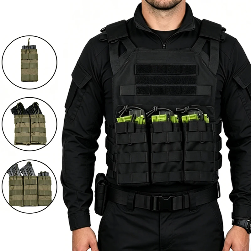Bolsa táctica MOLLE de nailon para cargadores individual Airsoft