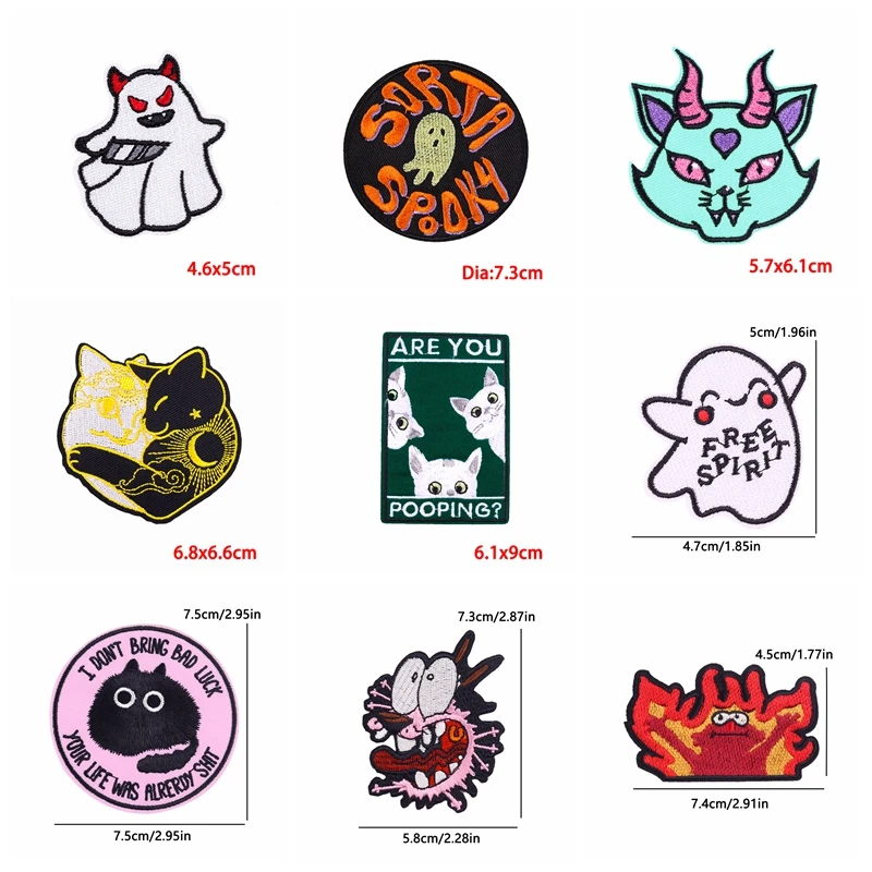 10 Uds. Parche bordado de gato, León, Rana, parches para planchar para ropa DIY, parches bordados de animales de dibujos animados para ropa, insignias para coser - imagen 2