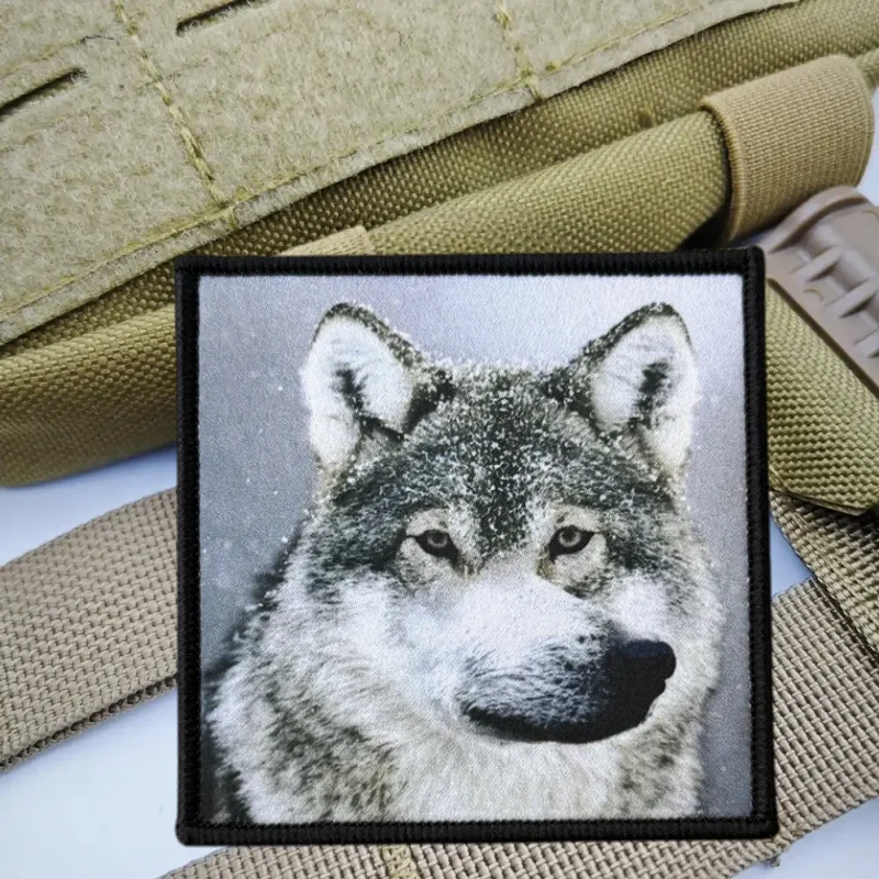 Parche con estampado de lobo militar Chevron, chaleco táctico, insignia de moral con gancho y bucle, pegatinas decorativas para mochila, parches para brazalete para ropa - imagen 2